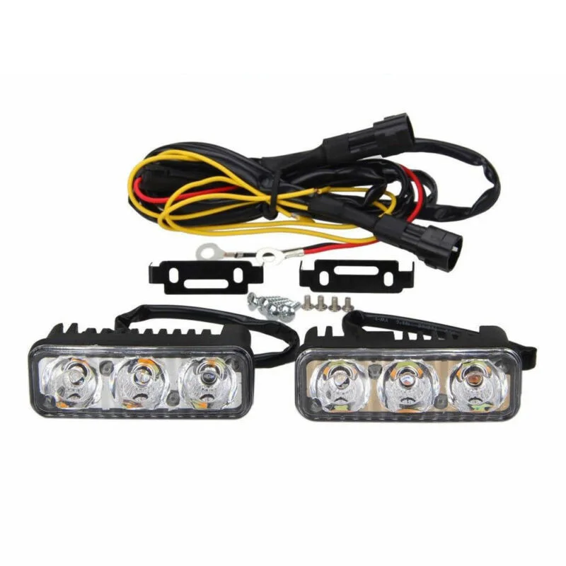 Авто 3LED SMD белый янтарь дневного светильник сигнала поворота Противотуманные огни 12В