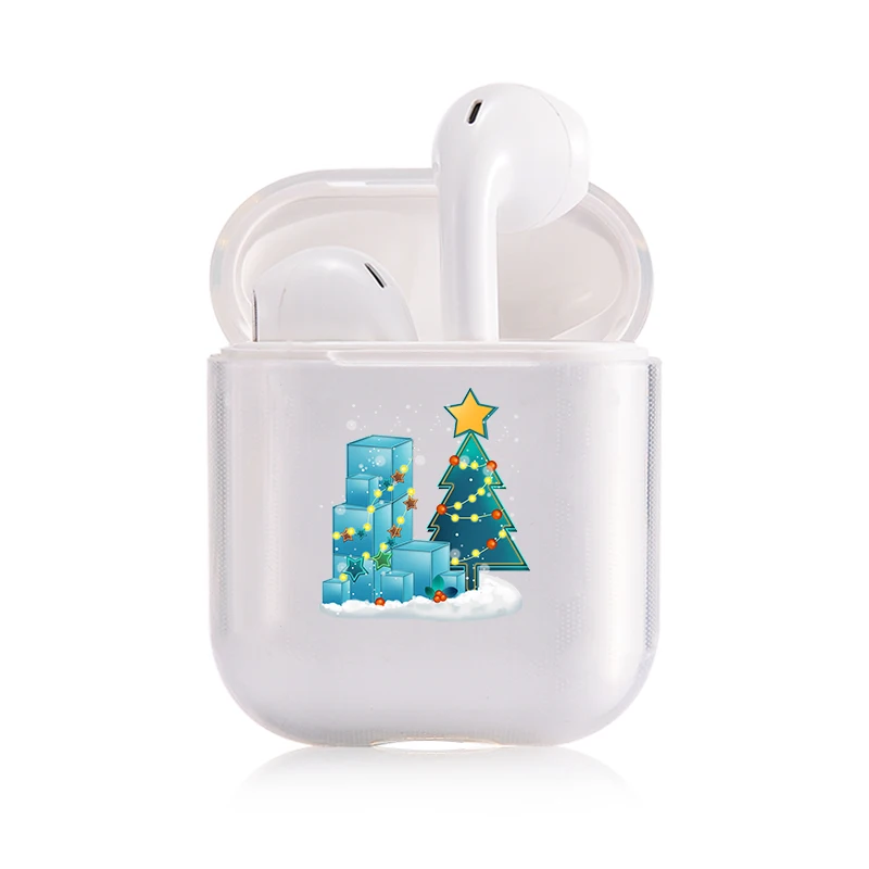 Чехол для наушников с рождественской елкой для Apple airpods, Модный чехол с изображением Санта Клауса Air Pods, прозрачный жесткий чехол - Цвет: I01196S