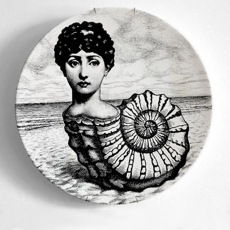 Топ Моды Milan rosenthal Piero fornasetti тарелки цвет черный и белый иллюстрации подвесные блюда образец комнаты дома отель украшения - Цвет: 30