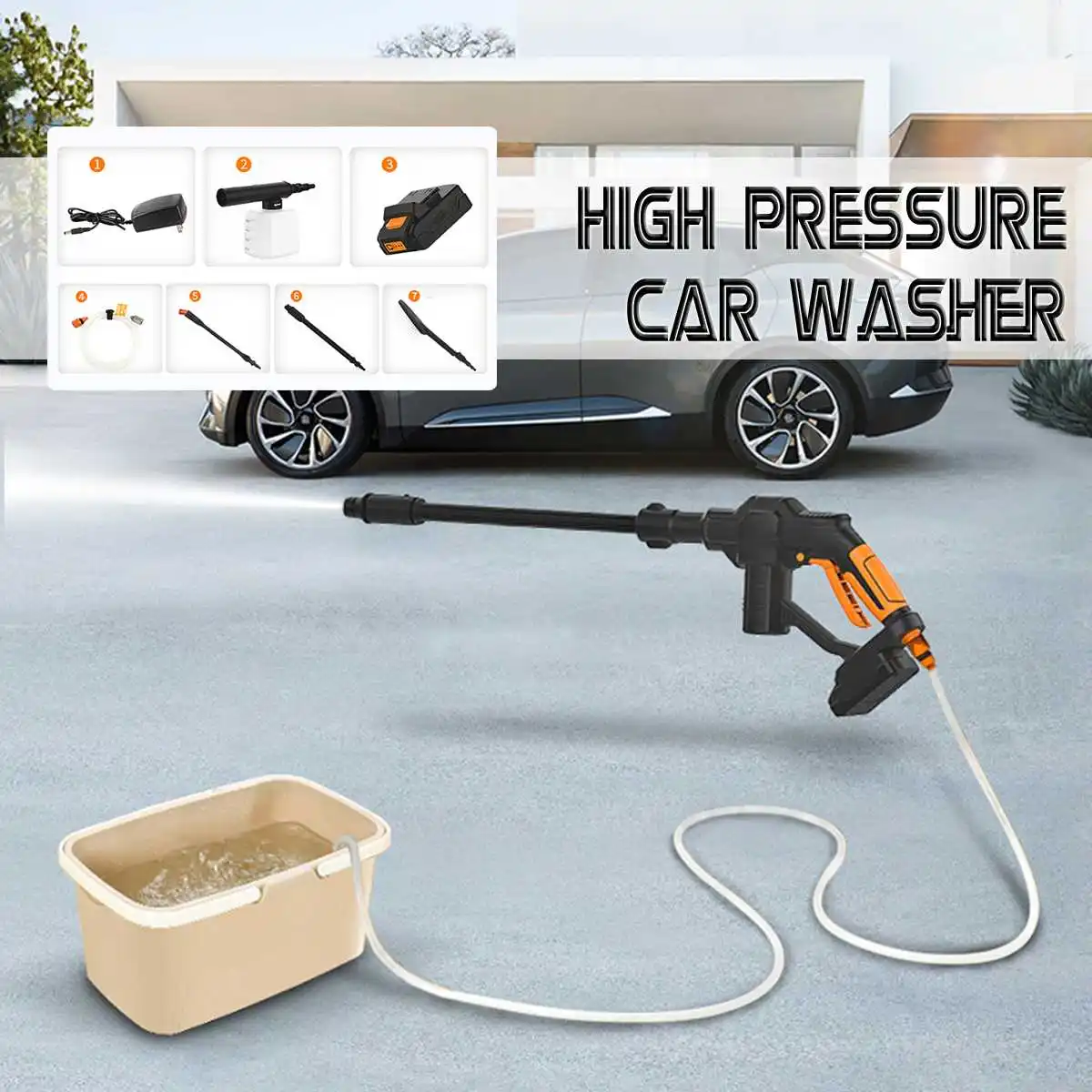 

High Pressure Wireless Car Washer Cordless Water for Gun Sprayer Mufti-Functional Foam For Garden Watering Car Wash