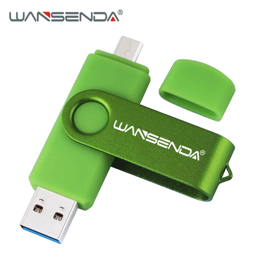 WANSENDA OTG USB флеш-накопитель USB 3,0 флеш-накопитель 16 ГБ 32 ГБ 64 Гб 128 ГБ 256 ГБ флеш-накопитель высокоскоростной флеш-накопитель USB 3,0 карта памяти - Цвет: Зеленый