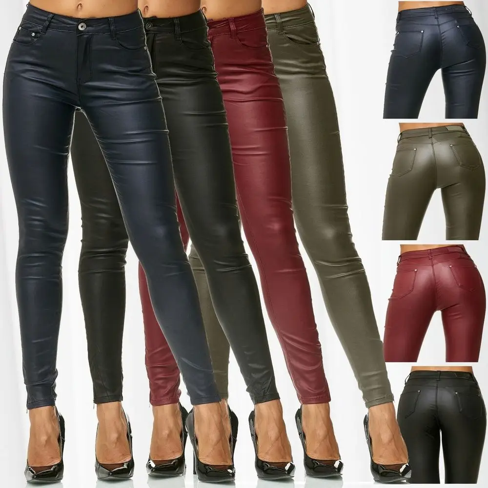 red leather trousers womens