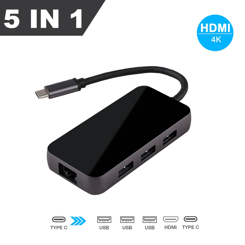 Type-C концентратор Разветвитель USB C концентратор USB к мульти HDMI USB 3,0/SD/TF кард-ридер/PD зарядка аудио/RJ45 адаптер для Macbook Pro
