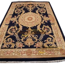 Savonnerie плюшевый ковер цветочный дизайн Чистая вышивка Античный Декор Круглый Вязание savonnerie