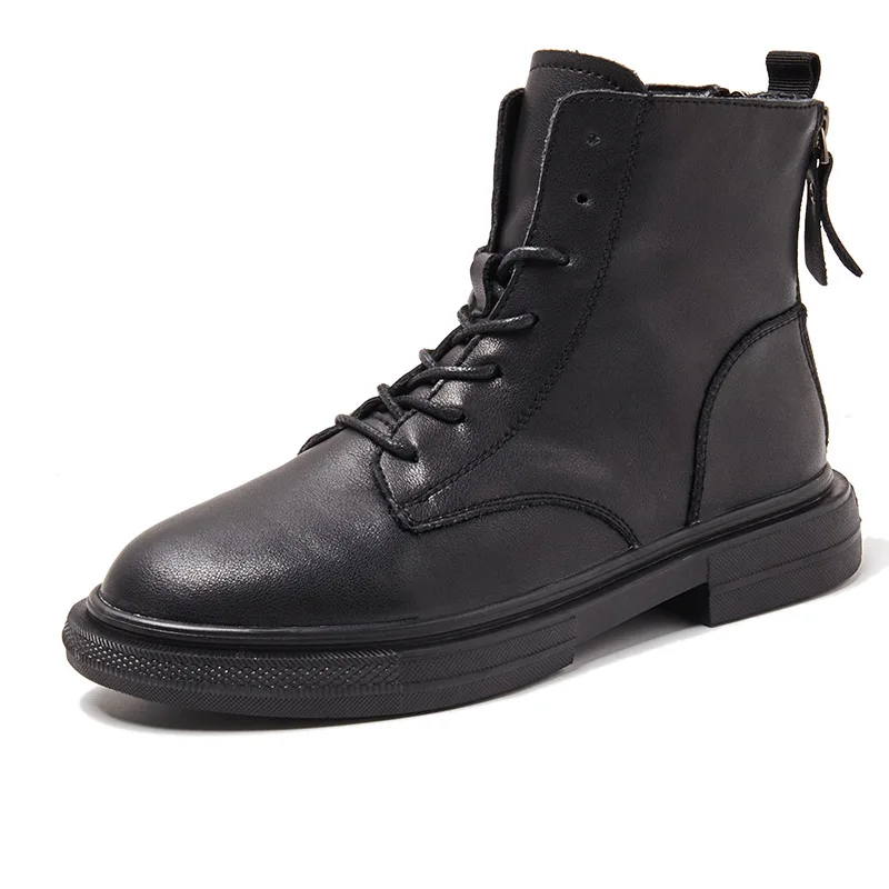 

2020 New Fashion Lace-up Martins Boots for Women Winter Snow Boots Ladies Solid Color Casual Flat Shoes Warm Fur Shoes