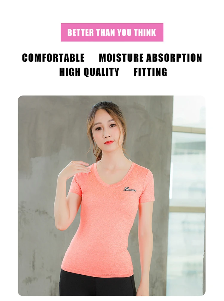 Женская рубашка для йоги с v-образным вырезом быстросохнущая Спортивная футболка для похудения и занятия спортом майка для тренировки упражнений футболка с коротким рукавом