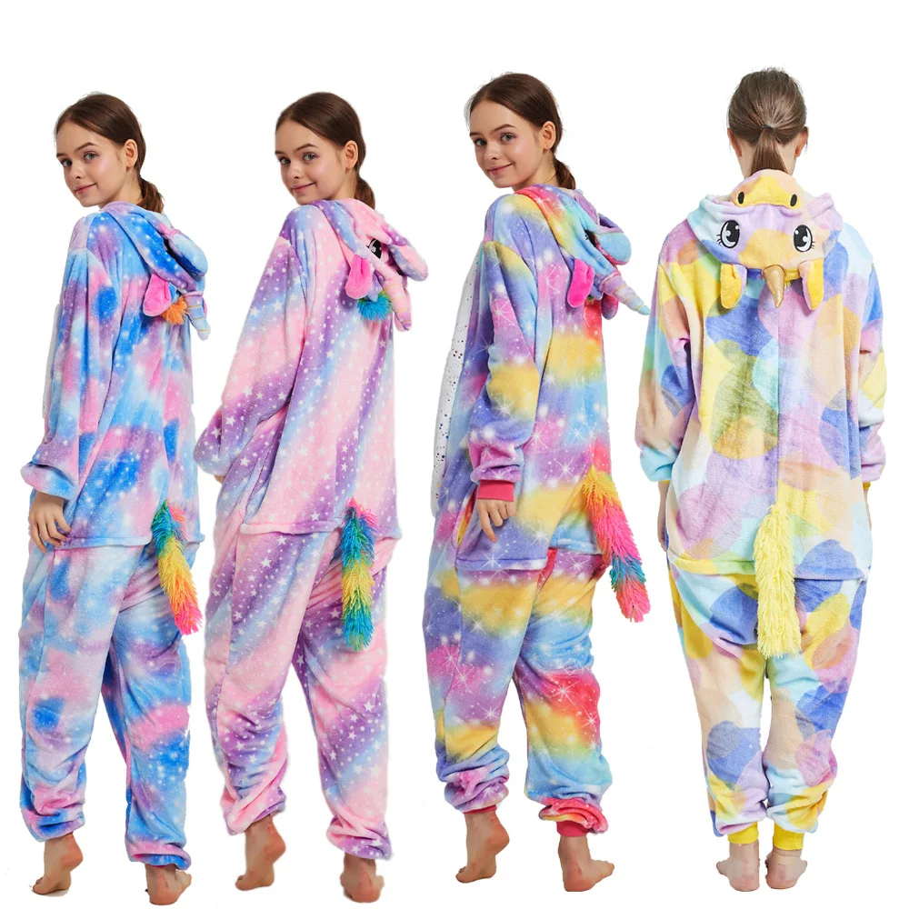 Детские пижамы кигуруми в виде единорога детские комбинезоны для взрослых