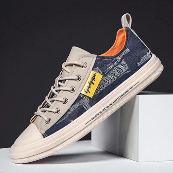 

Denim Sneakers Men Vulcanized Shoes Lace Up Canvas Breathable Trainers Men Casual Shoes Anti Slip Male Flat Tenis Masculino 2020