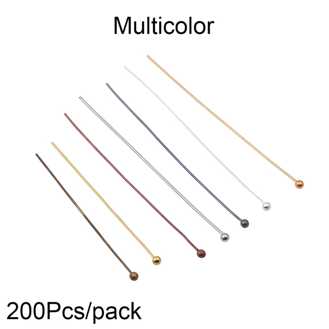 50-200pcs/lot 16 20 25 30 40 50 mm Gold Metal Ball Head Pins For Diy Jewelry Making Head pins Findings Dia 0.5mm Supplies Multicolor