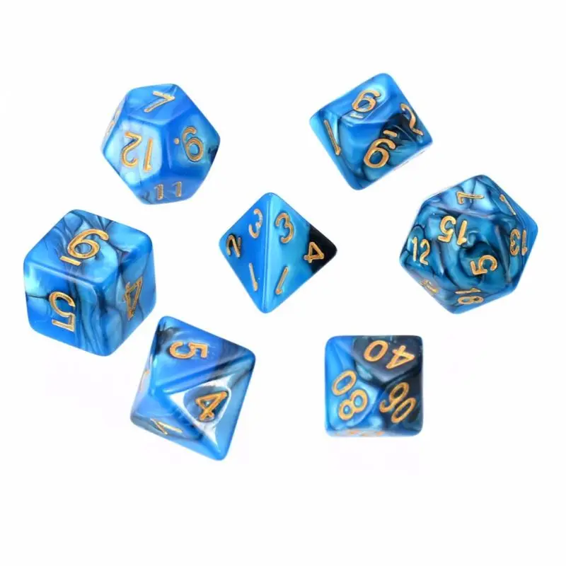 Синие кости для TRPG Подземелья и Драконы 7 шт./компл. настольные игры многогранные высокого качества прочные