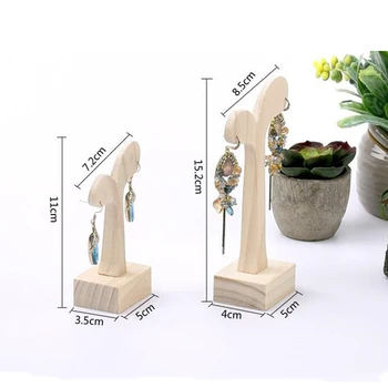 

2 Pieces Natural Unpainted Wood Earring Stand Jewelry Display Rack S/L Size