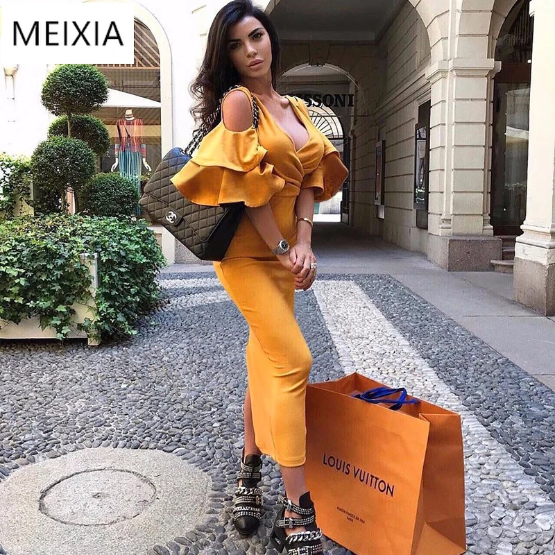 2019 Women Long Dress Autumn Maxi Dress Solid Women Bodycon Night Club Party Pencil Dresses Woman Vestidos