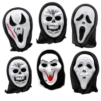 

Halloween horror mask ghost face wig devil screaming funny scary tricky skull ghost festival props
