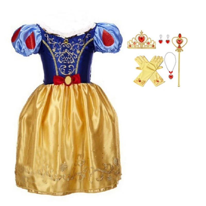 Snow White Платье Эльзы 2; карнавальный костюм; Детские платья для девочек; платье Золушки; Vestidos; платья Белоснежки; платья принцессы Рапунцель, Авроры, Анны - Цвет: Snow White