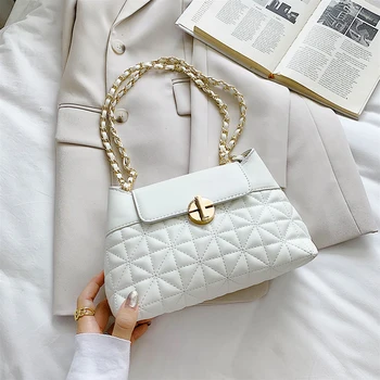 

Embroidered Thread Chain Crossbody Bags For Women 2020 Pu Leather Shoulder Bags lady handbags clutch purse new