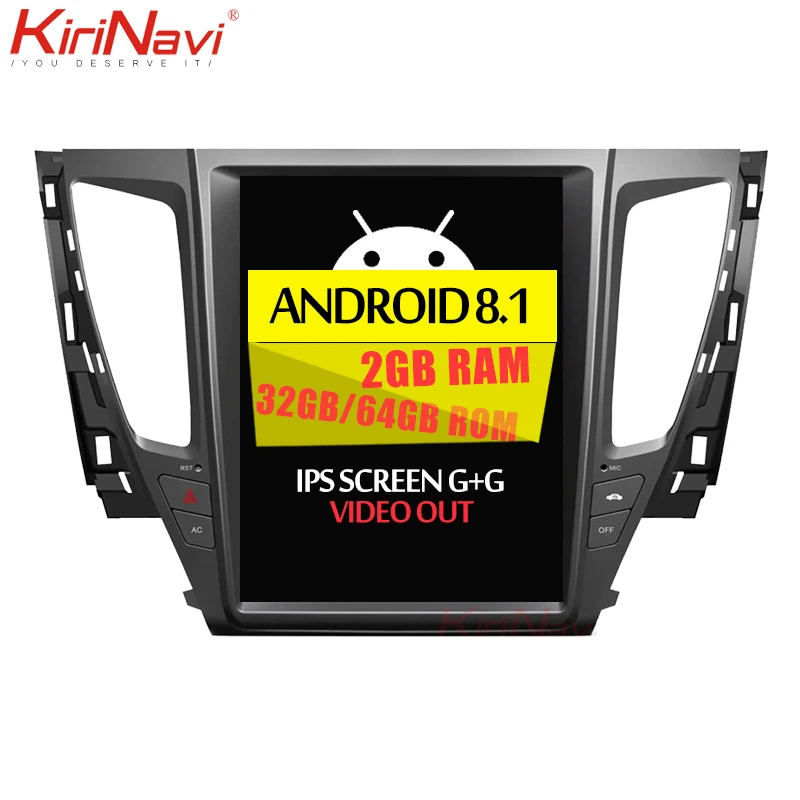 

KiriNavi Telsa Style Vertical Screen 1 Din Android 8.1 12.1" Car Radio For Mitsubishi Pajero Sport Car DVD GPS Navigation 2016+