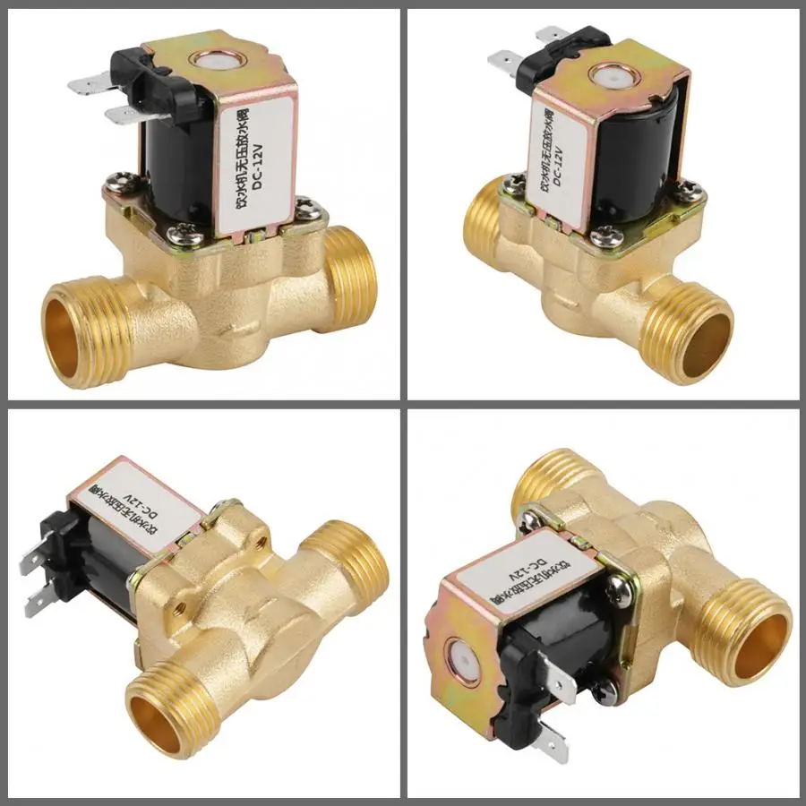 12V BSPP G1/2 Brass N/C Normally Closed Electric Solenoid Valve 2 Way Pressure Regulating Valve