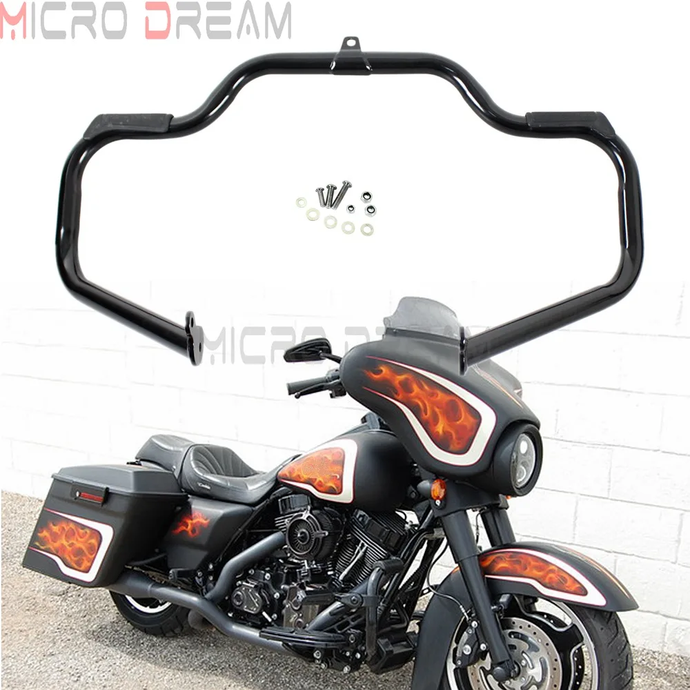 Motorcycle Mustache Engine Guards Crash Bar for Harley Touring Road King FLHR FLHRC Street Glide