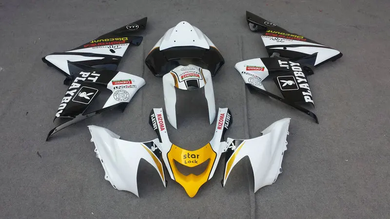 Aftermarket Fairing kit for KAWASAKI Ninja ZX10R 2004 2005 ZX 10R 04 05 ABS White black Fairings set+gifts KJ03 | Автомобили и
