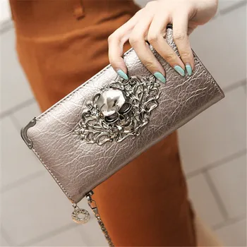 

Vintage Skull Ladies Long Handbag Zipper Wallet Skeleton Purse Clutch Card Holder Wallet carteira feminina RV678051