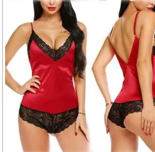 

Women Summer Ice Skill Sexy Lace Nightdress Red