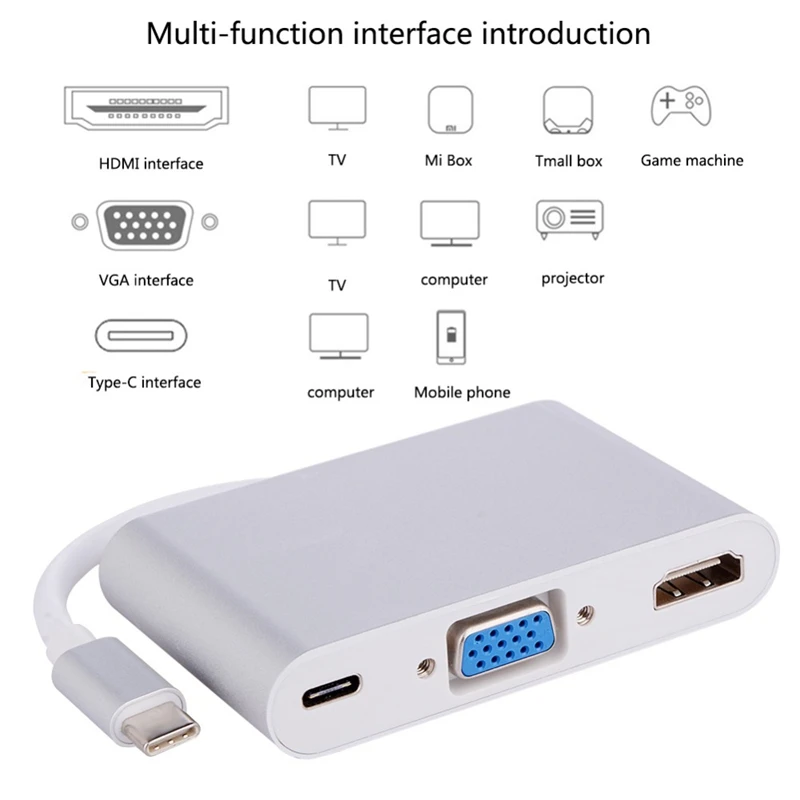 Топ Usb type C к Hdmi Vga Usb 3,0 адаптер для зарядки конвертер Usb-C 3,0 концентратор адаптер для Macbook Pro Pixel huawei Mate10 samsung