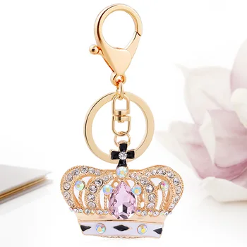 

European and American Exquisite Crystal Crown Keychain Girl's Handbag Pendant Fashion Car Key Ornament Small Gift Customization