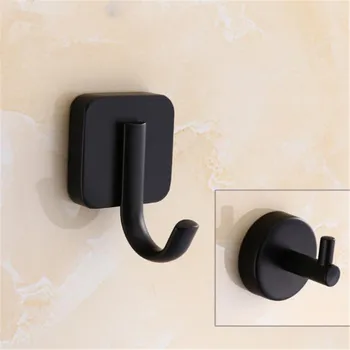 

Wholesale Classic 304 Stainless Steel Matt Black Coat Racks Towel Hook Round Base Robe Hook Wall Mounted Bathroom Accessories