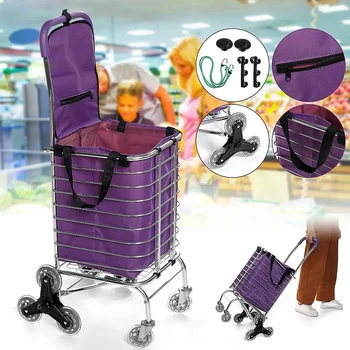 

6L Large Capacity Portable Shopping Cart Trolley With Trolley Bag Folding Shopping Basket 8 Wheels Trailer Elderly Trolley Cart