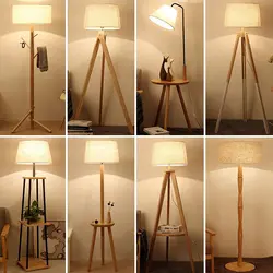 Напольные лампы скандинавские современные деревянные минималистичные светильники для гостиной, спальни, стоящая лампа, тканевый абажур
