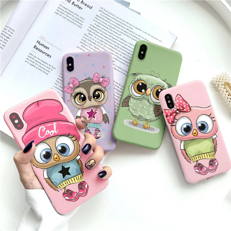 Lovely Animal Owl Cases For Xiaomi Redmi Mi 11 Note 10 10T 9 9T 9S 8 7 6 POCO F3 X3 11X Pro Max 11i Lite 9C 9A CC9e CC9 Cartoon