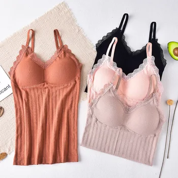 

Lace Body Shaper Vest No rimsa Djustable Lining Camisole Shaper Top Pullovers Keep Warm Female Long Seamless Underwear
