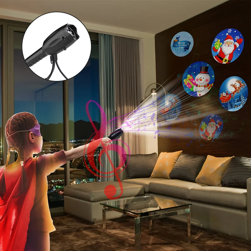 

Tripod Portable Music Projection Christmas Music LED Projector Flashlight