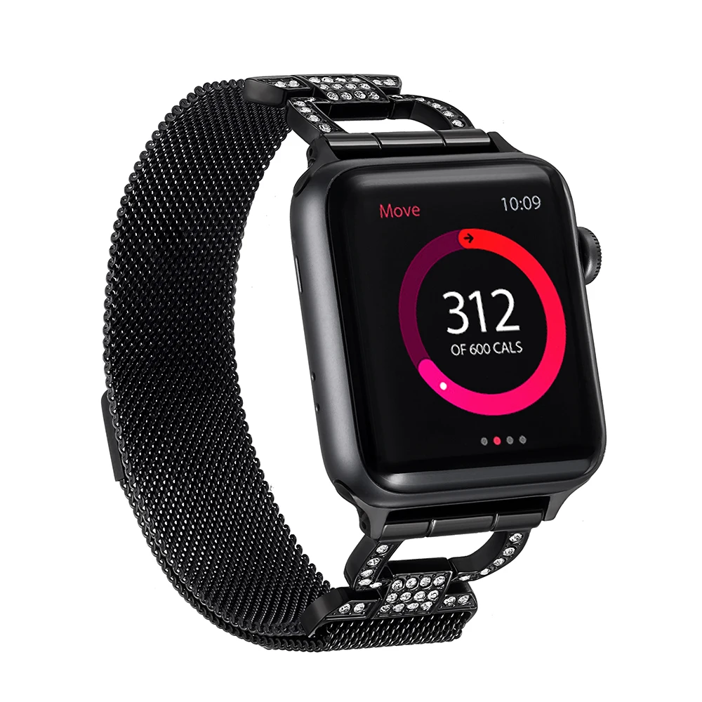 Полые Milanese Loop браслет Нержавеющая сталь ремешок для наручных часов Apple Watch 1/2/3, 42 мм, 38 мм, версия Алмаз ремешок для наручных часов iwatch, 4