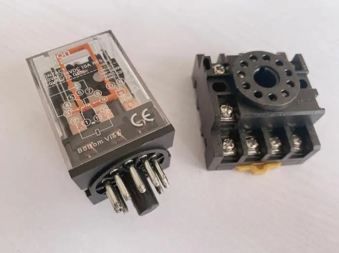 Промежуточное реле маленькое электромагнитное MK3P 11PIN с основанием DC12V DC24V AC110V AC220V