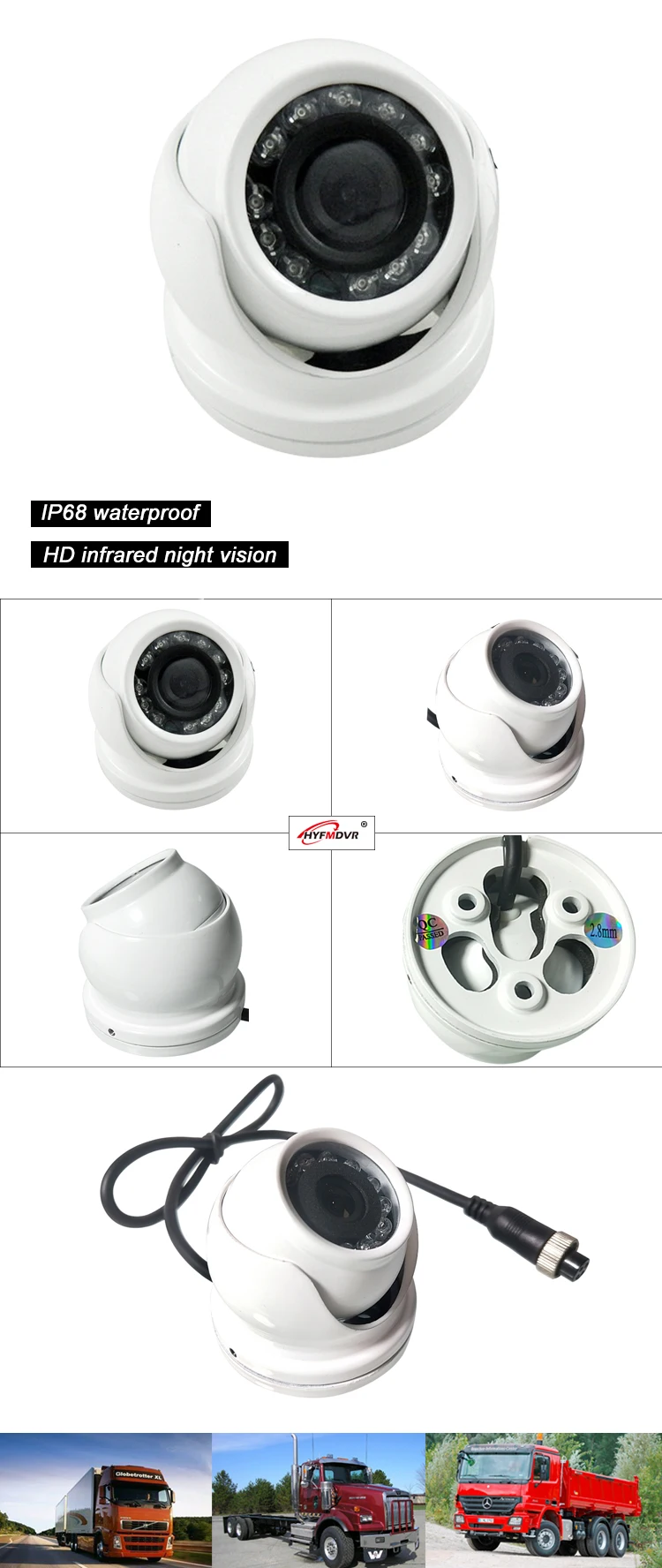 HYFMDVR камера заднего вида HD инфракрасное ночное видение реверсивное изображение широкоугольный Водонепроницаемый автобус/такси