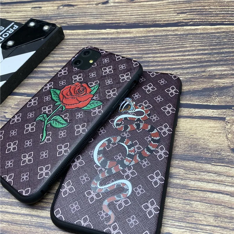 snake GG soft case for iphone 12 MINI 11 pro x xs max xr 8 7 6 6s plus SE 2 silicon phone cover 3d Relief rose coque fundas capa