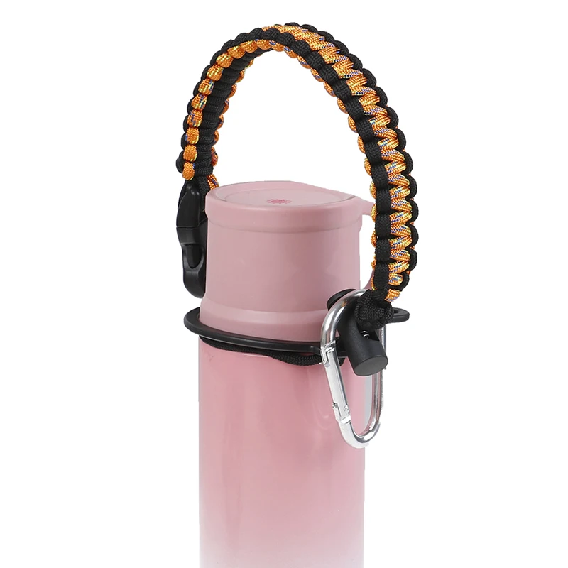 Adjustable Paracord Water Bottle Handle Bottleneck Rope Carrier Survival Strap Safety Ring for Campers Backpackers Hiker