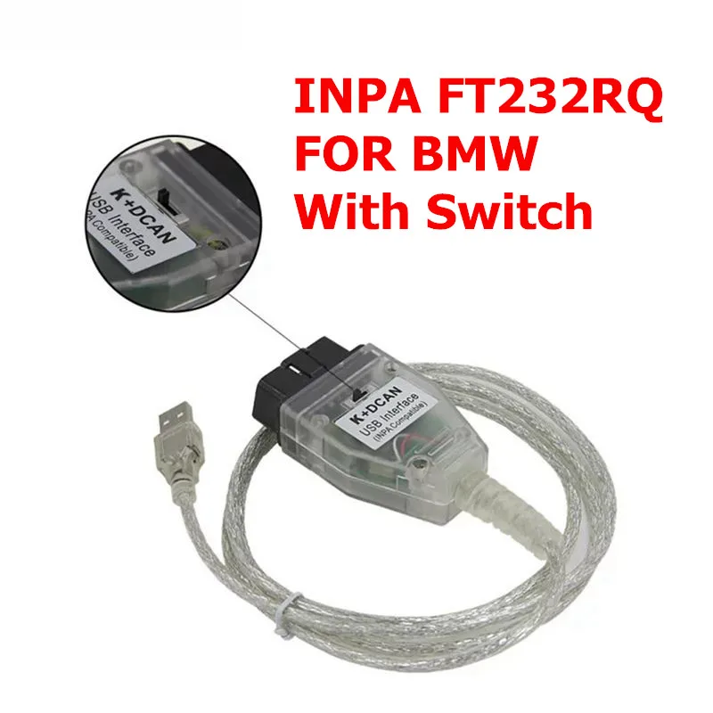 INPA K+ DCAN с FT232RQ USB работает для bmw OBD CAN Reader диагностический сканер INPA DIS SSS NCS кодирование для BMW от 1998 до 2008 - Цвет: WHITE RQ SW