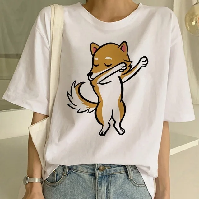 MLCRIYG Шиба ину футболка забавная Милая футболка с животными забавная графическая Корейская одежда Топ для женщин Ulzzang футболка Женские футболки Харадзюку - Цвет: 16