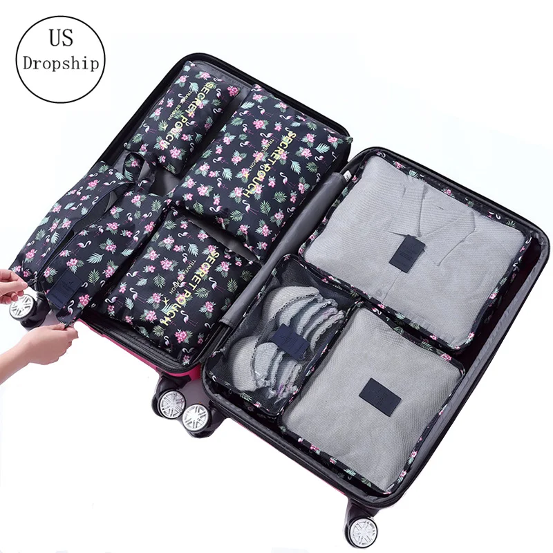 7Pcs/set luggage Travel bag Suitcase Clothes Storage Bag Cosmetics packing cube organizer Baggage t