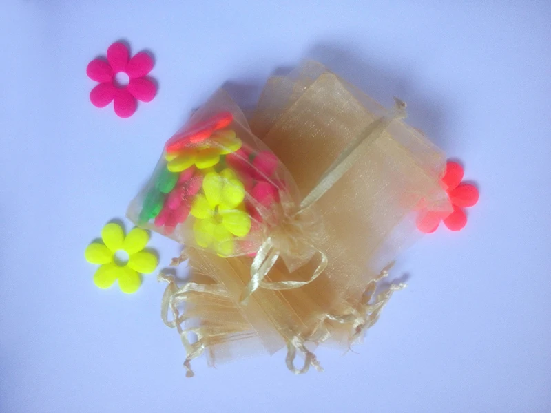 

500pcs gold organza gift bags 10x15cm party bags for women event wed Drawstring bag Jewelry Display Bag Pouch diy accessories