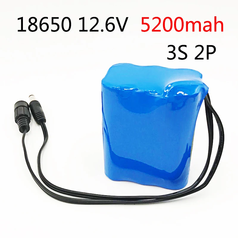 Аккумулятор 12v li-ion 3S BMS DC 11,1 V 12,6 ah 5200 V mAh 12V Портативный Перезаряжаемый литиевый аккумулятор CCTV монитор охотничий фонарик