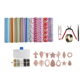 

Plaid Faux Leather Sheets, 10 Pieces Classic Faux Leather Sheet with Earring Hooks, for Making DIY and Earrings