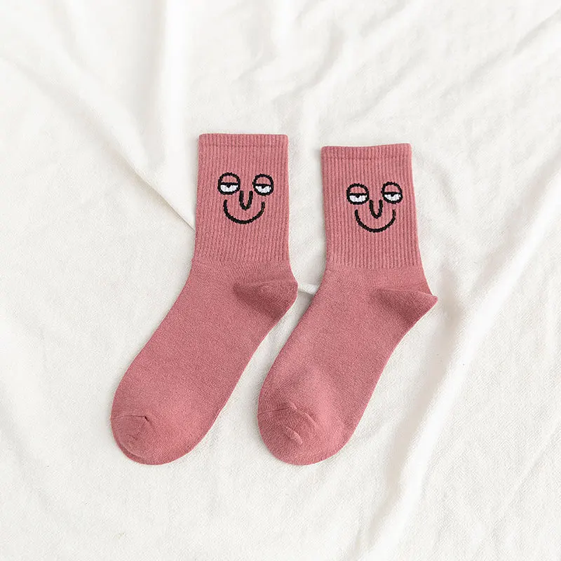 Вышитые Мультяшные забавные носки счастливые разноцветные конфеты кавай хлопковые зимние модные женские мужские пара милые носки для колледжа