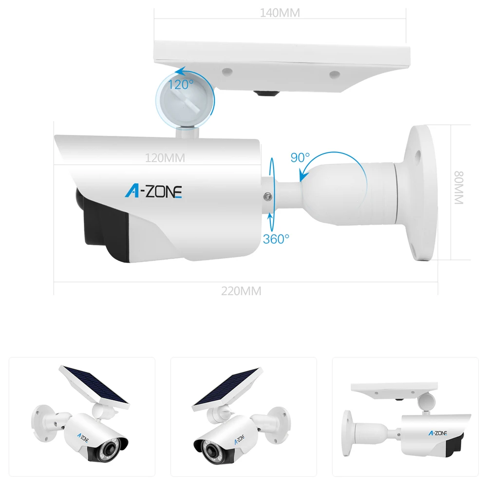 A-ZONE, поддельная камера безопасности, Солнечный светодиодный светильник, детектор движения, беспроводной водонепроницаемый, для наружного моделирования, манекен, камера наблюдения