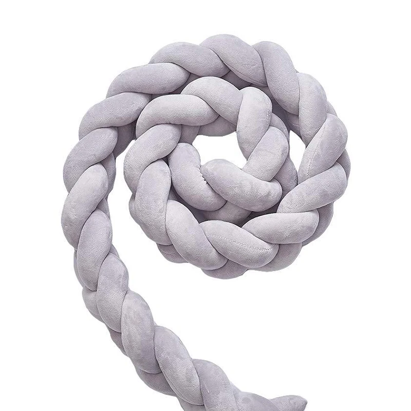 Newborn Bed Bumper Long Knotted Braid Pillow Baby Around Cushion Handmade Knot Baby Safety Protection Knot Crib YBD013
