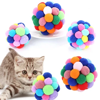

Pet Handmade Interactive Toy Pet Supplies Popular Toy Bells Bouncy Ball 1PC Colorful Elastic Ball Interactive