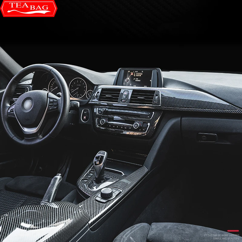 Carbon Fiber Pattern Car Stickers Gear Shift Panel Cover Interior Trim For BMW F30 F31 F32 F33 F36 3 4 Series 2013-2019 LHD | Автомобили и