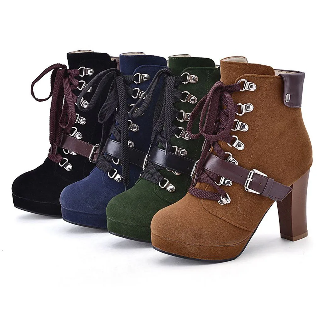 

Women Boots New Ankle Boots Women's Fashion Urban Shoe Square Heel Shoes Waterproof Platform High Heel Booties chaussure femme